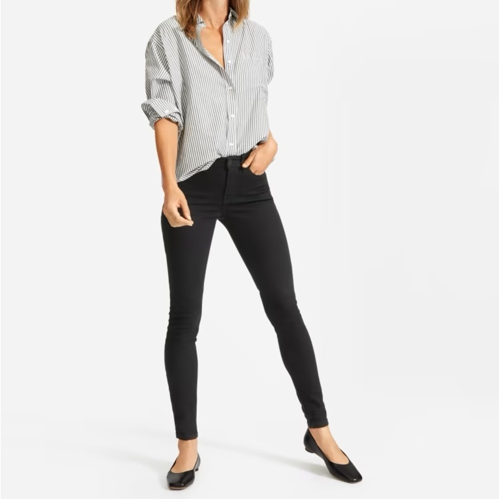 Everlane The Authentic Stretch Mid-Rise Skinny (Black, Ankle 26.5” Inseam)